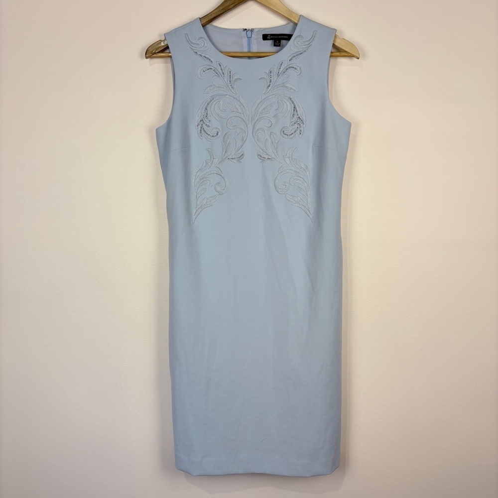 Brooks Brothers Blue Beaded Embroidered Sleeveless Shift Dress